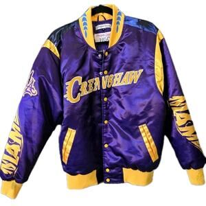 Kobe Bryant Mamba Crenshaw Los Angeles Lakers Satin Jacket Headgear Classic Sz M